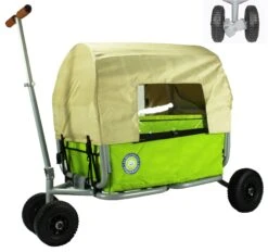 Beachtrekker LiFe Faltbarer Bollerwagen (Grün) + Bremse + Sonnenverdeck