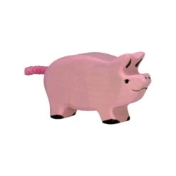 Holztiger Ferkel Aus Holz In Rosa