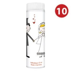 PUSTEFIX Seifenblasen Klassik 42ml - 10er Set Im Hochzeitsdesign COMIC